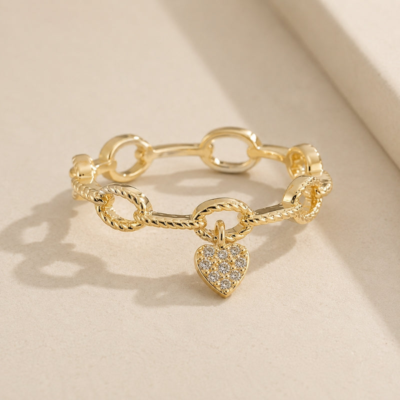 Anillo Cadena Corazón Atemporal