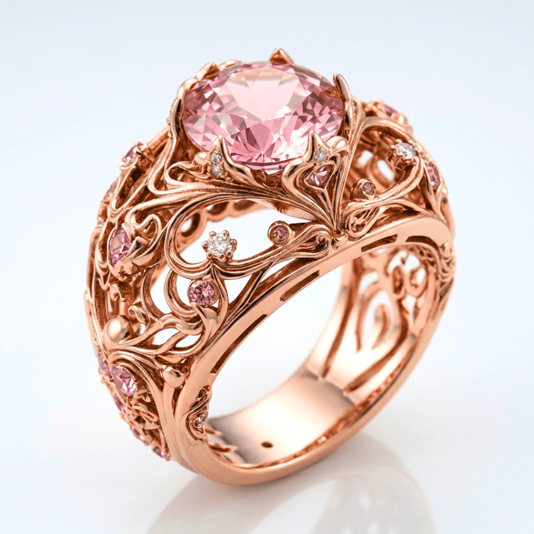 Anillo Oro Rosa Ornamentado