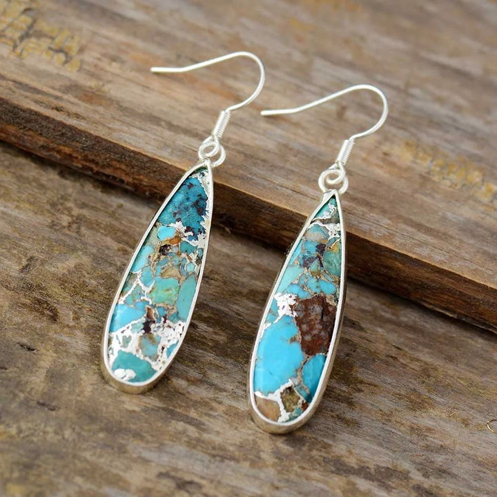 Pendientes de Gotita de Jaspe Turquesa