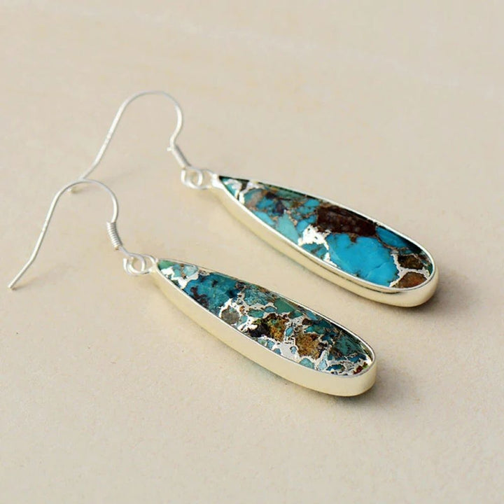 Pendientes de Gotita de Jaspe Turquesa