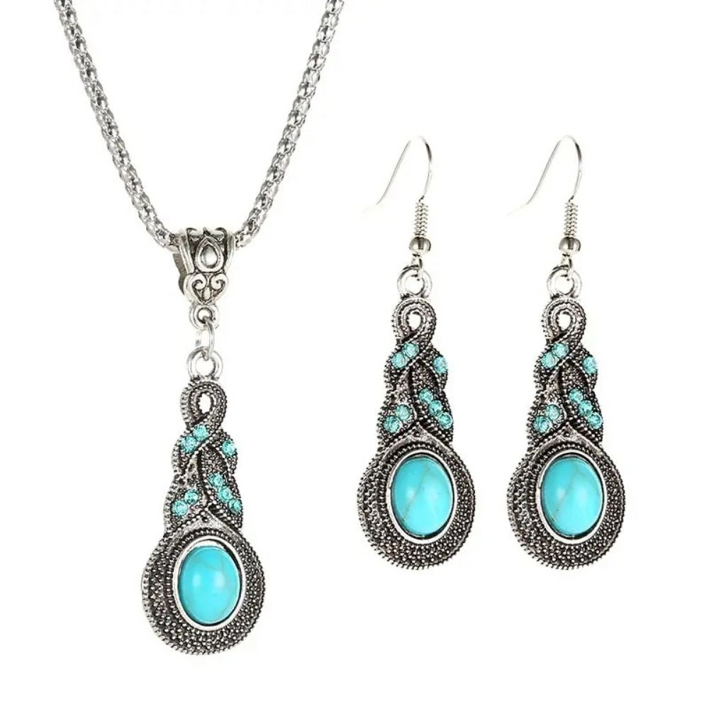 Conjunto de Joyería de Turquesa Vintage