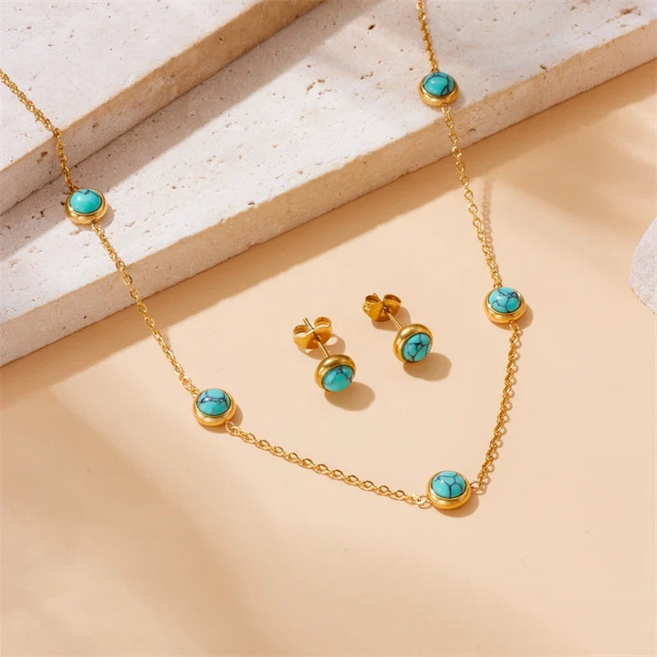 Conjunto Collar y Pendientes Turquesa de Oro