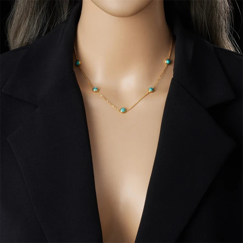 Conjunto Collar y Pendientes Turquesa de Oro
