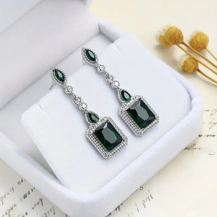 Pendientes Clarion Verdancia Oro blanco