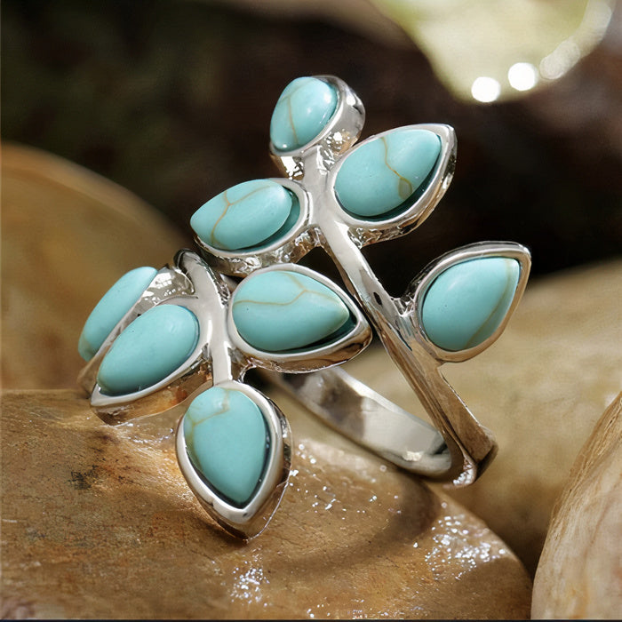 Anillo Hoja Turquesa