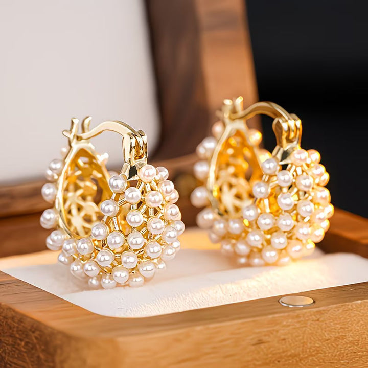 Pendientes de aro con perlas chunky
