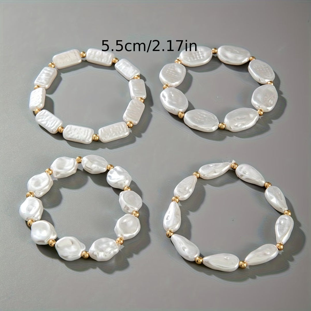 Conjunto de 4 Pulseras con Perlas