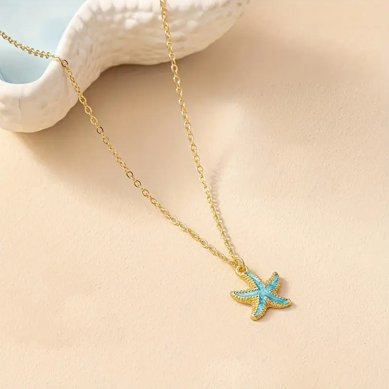 Collar Estrella de Mar Océano Azul