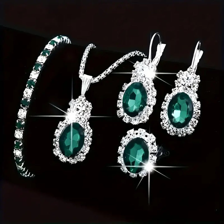 Conjunto de Joyería Plateado Elegante