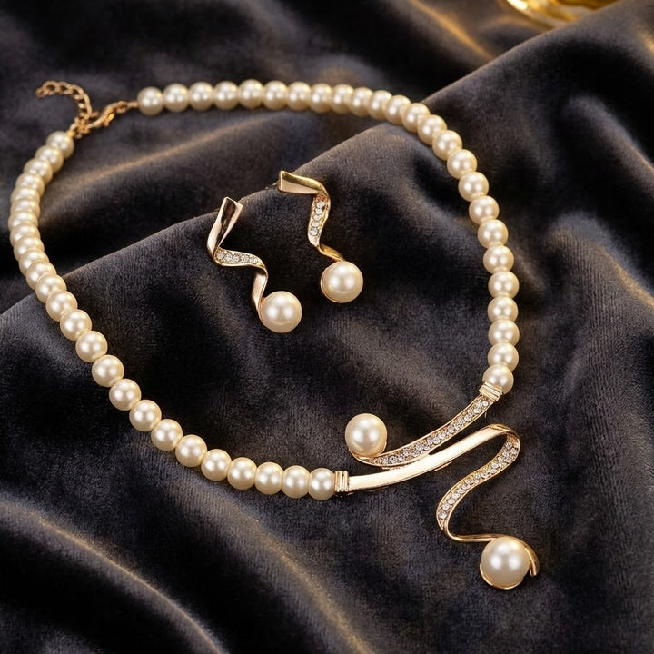 Conjunto de Joyería Elegante con Perlas