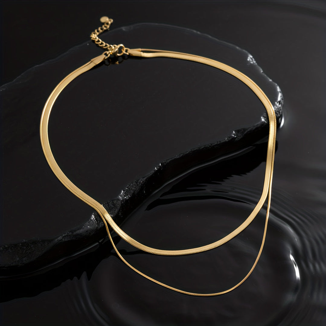 Collar Serpiente en Capas Oro Blanco