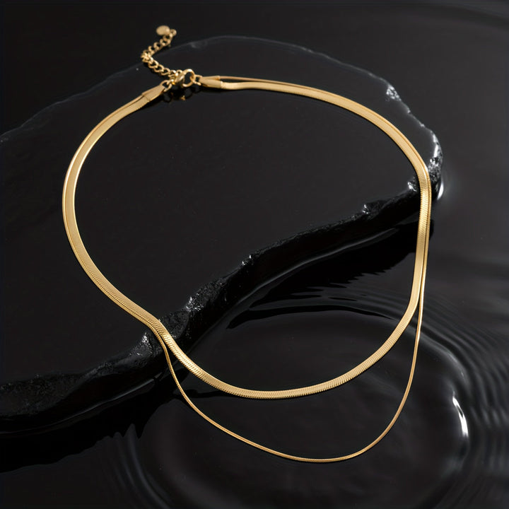 Collar Serpiente en Capas Oro Blanco