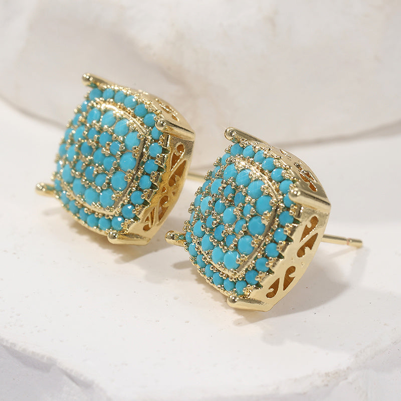 Pendientes Cuadrados Turquesa Elegantes