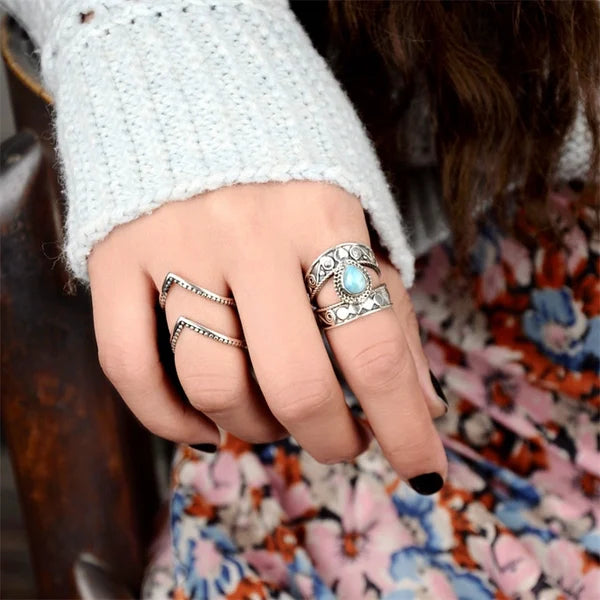Anillo Gota Calada Turquesa