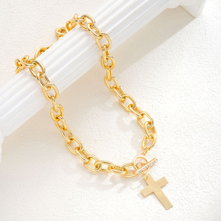 Collar Cruz con Cierre Oro Blanco