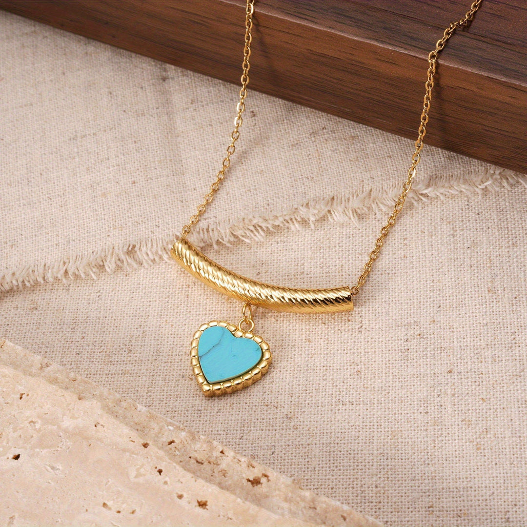 Collar Corazón Turquesa Fino
