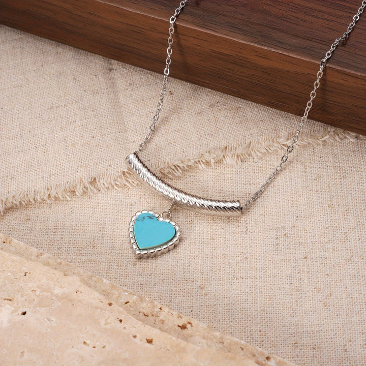 Collar Corazón Turquesa Fino