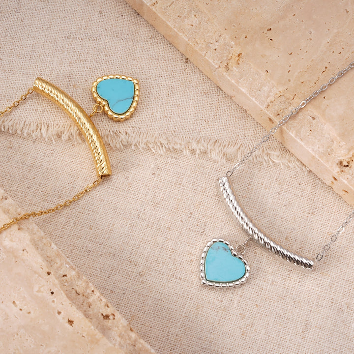 Collar Corazón Turquesa Fino