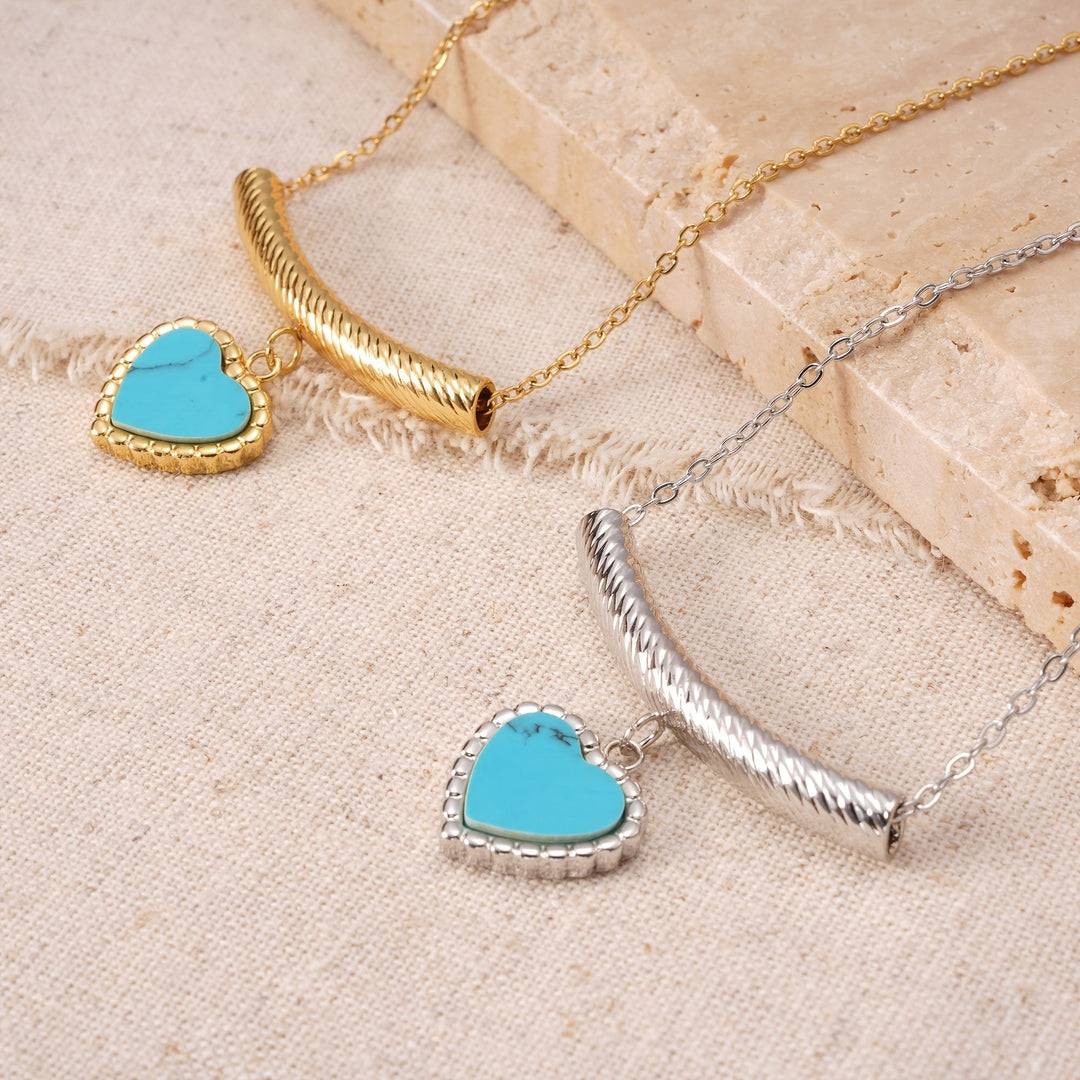 Collar Corazón Turquesa Fino
