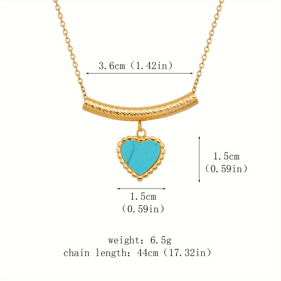 Collar Corazón Turquesa Fino