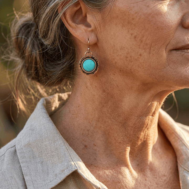 Pendientes Redondos Turquesa Minimalistas