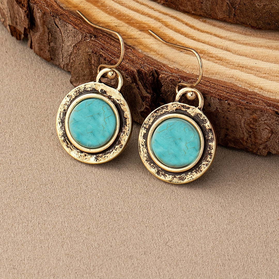 Pendientes Redondos Turquesa Minimalistas