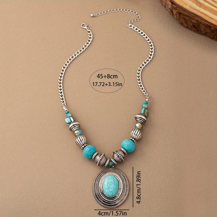 Collar Ovalado Turquesa con Cuentas