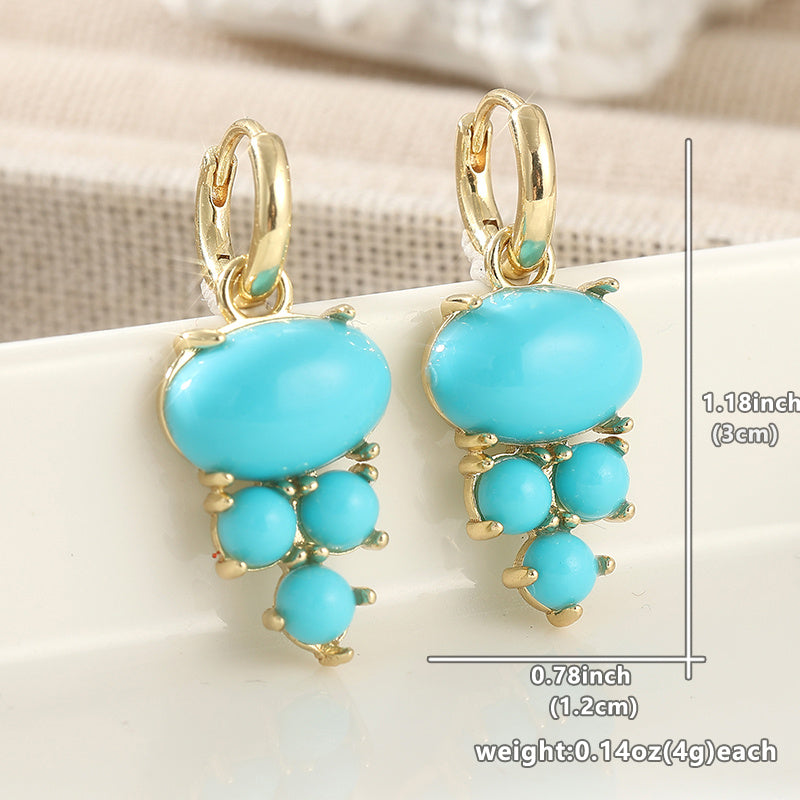 Pendientes Racimo Turquesa Ovalados