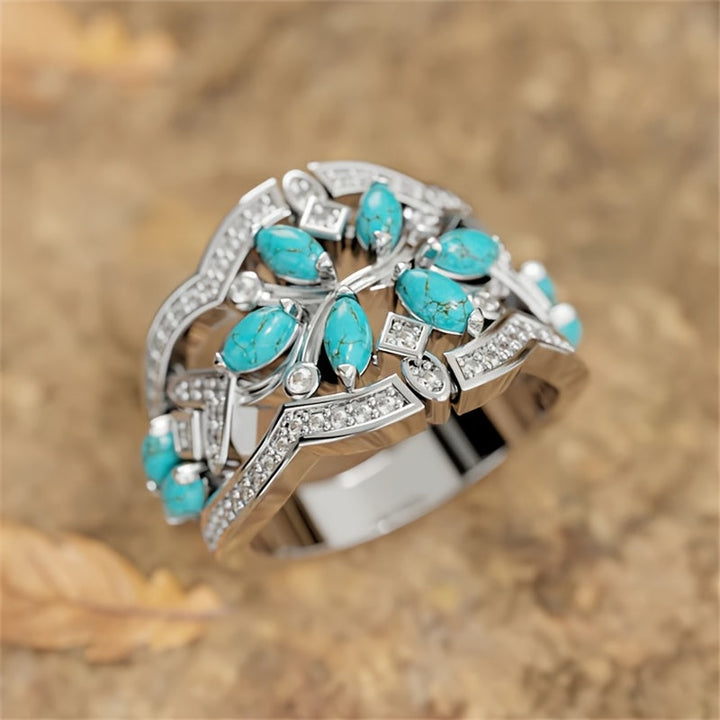 Brazalete Flores Turquesa y Cristal
