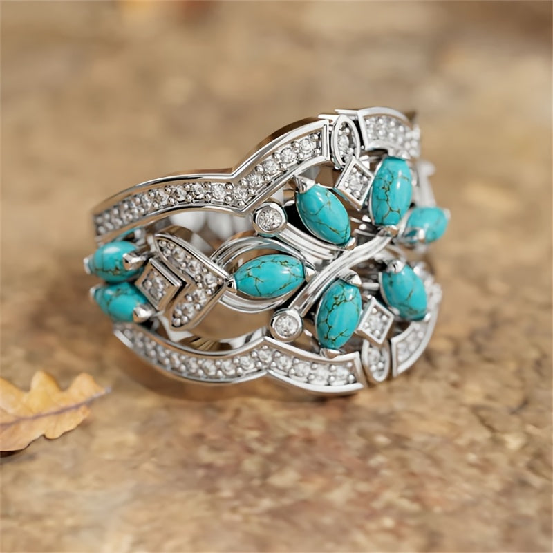 Brazalete Flores Turquesa y Cristal
