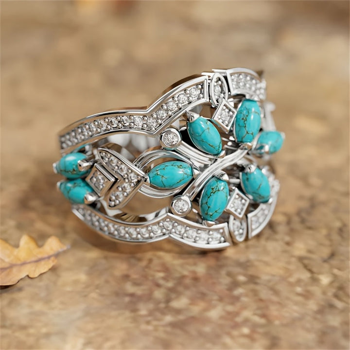 Brazalete Flores Turquesa y Cristal