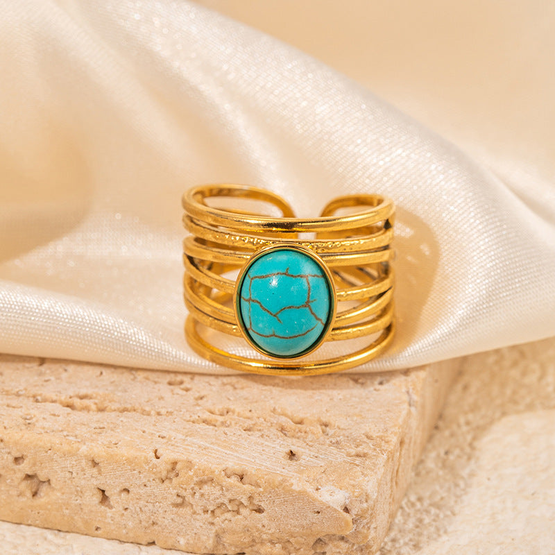 Anillo Espiral Turquesa de Oro