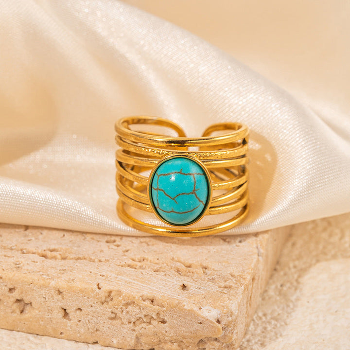 Anillo Espiral Turquesa de Oro