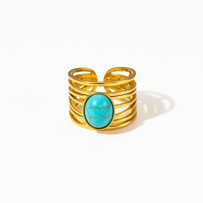 Anillo Espiral Turquesa de Oro