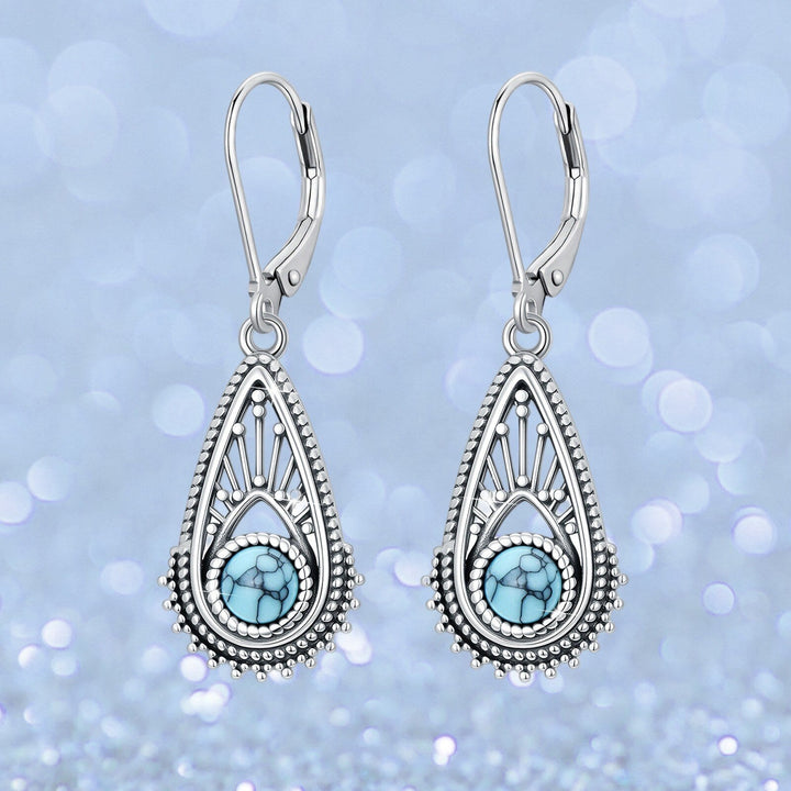 Pendientes Gota Filigrana Turquesa Plateados