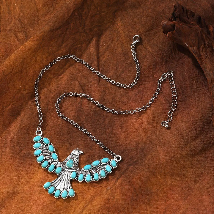 Collar Águila Turquesa Plateado