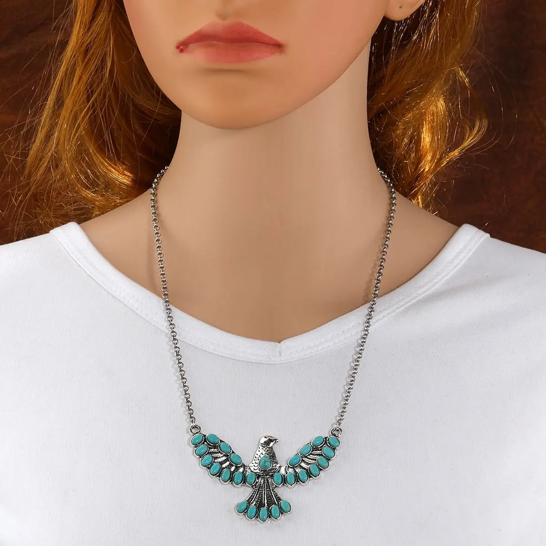 Collar Águila Turquesa Plateado