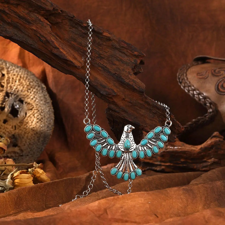 Collar Águila Turquesa Plateado