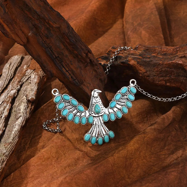 Collar Águila Turquesa Plateado
