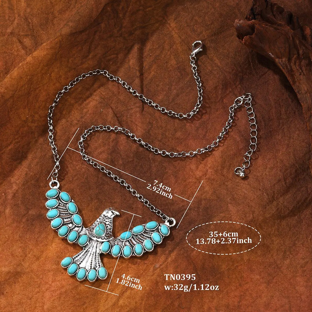 Collar Águila Turquesa Plateado