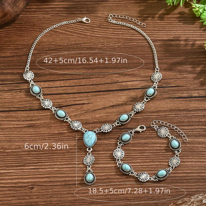 Collar Flores Turquesa y Plata