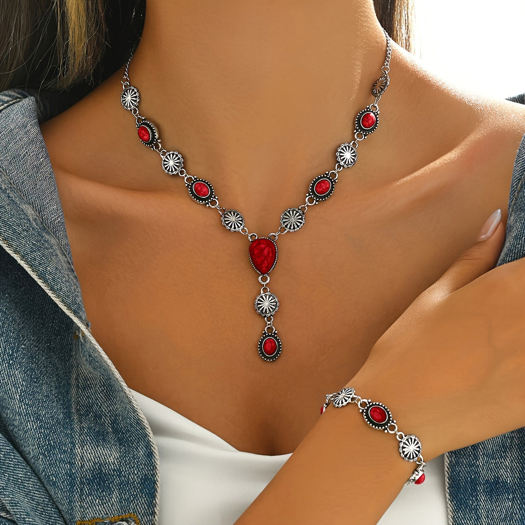 Collar Flores Turquesa y Plata
