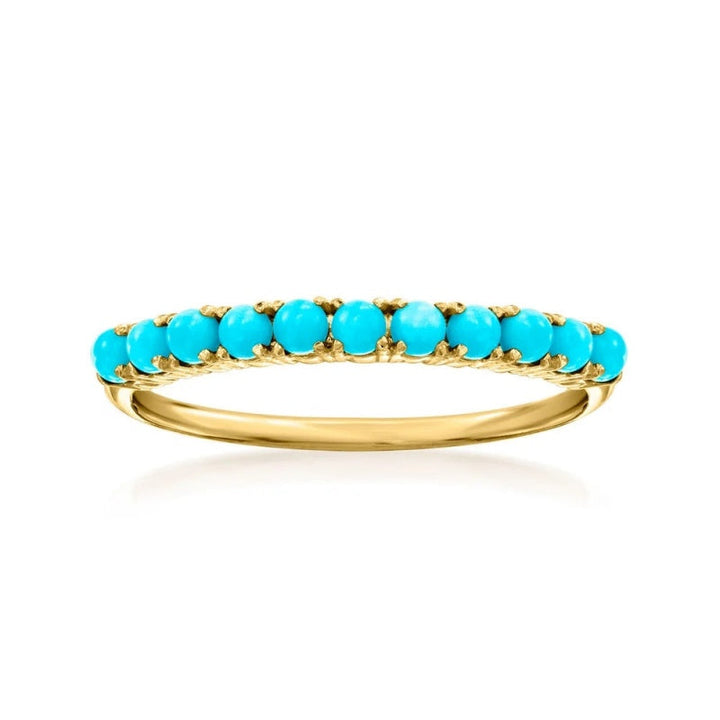 Anillo Banda Cuentas Turquesa de Oro