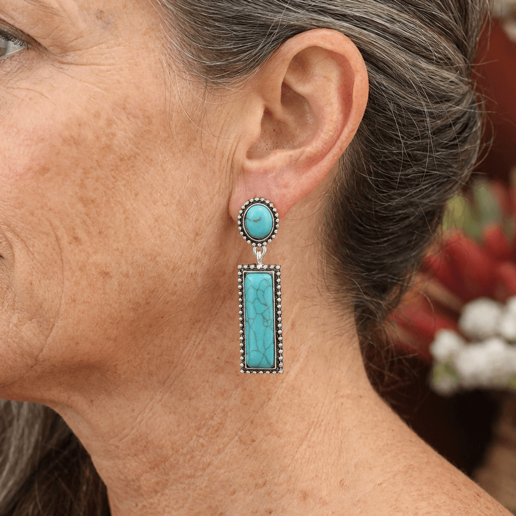 Pendientes Rectangulares Turquesa Colgantes