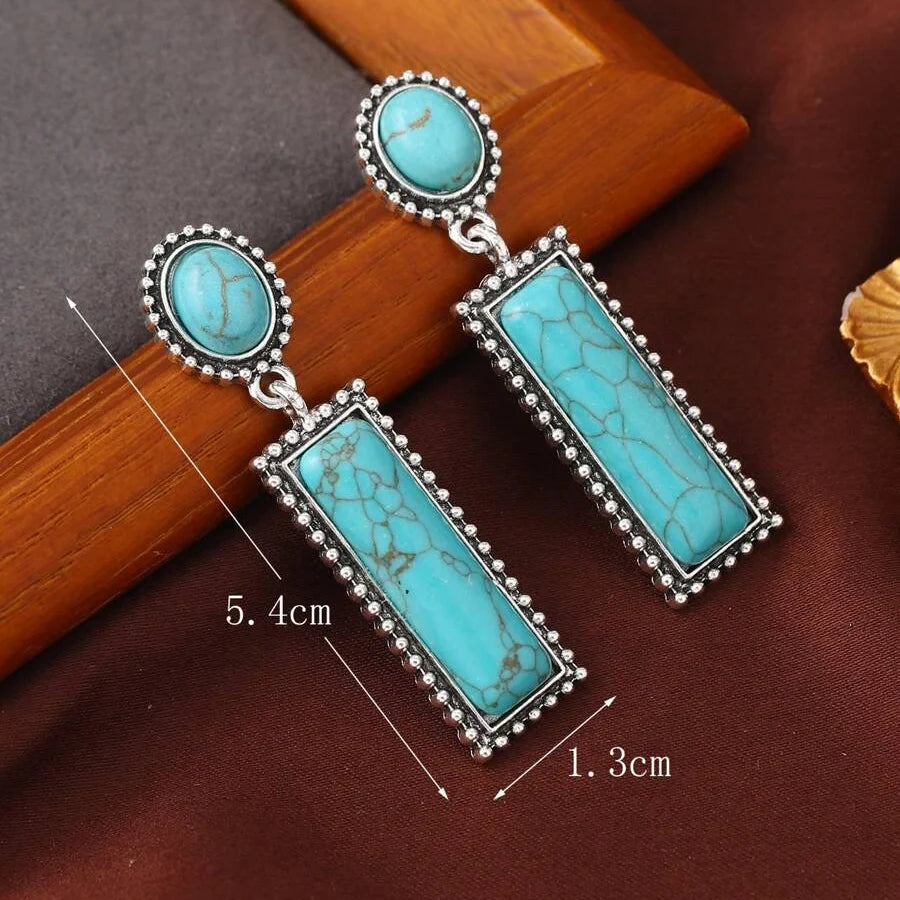 Pendientes Rectangulares Turquesa Colgantes