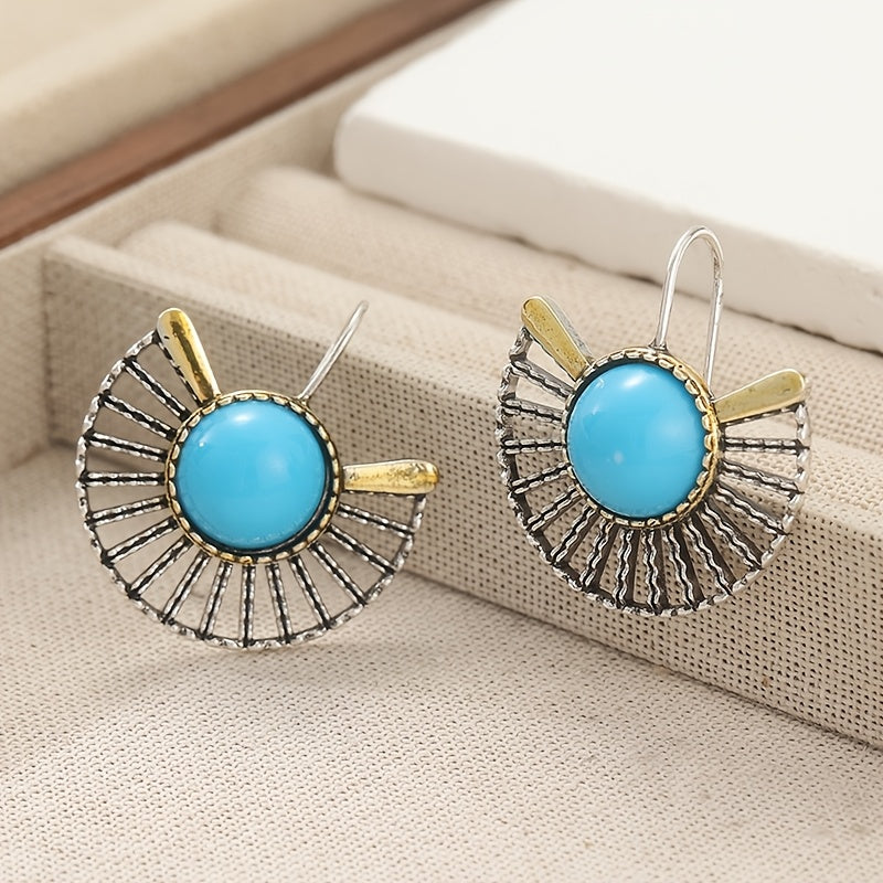 Pendientes Abanico Turquesa de Oro