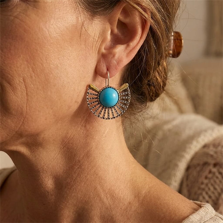 Pendientes Abanico Turquesa de Oro