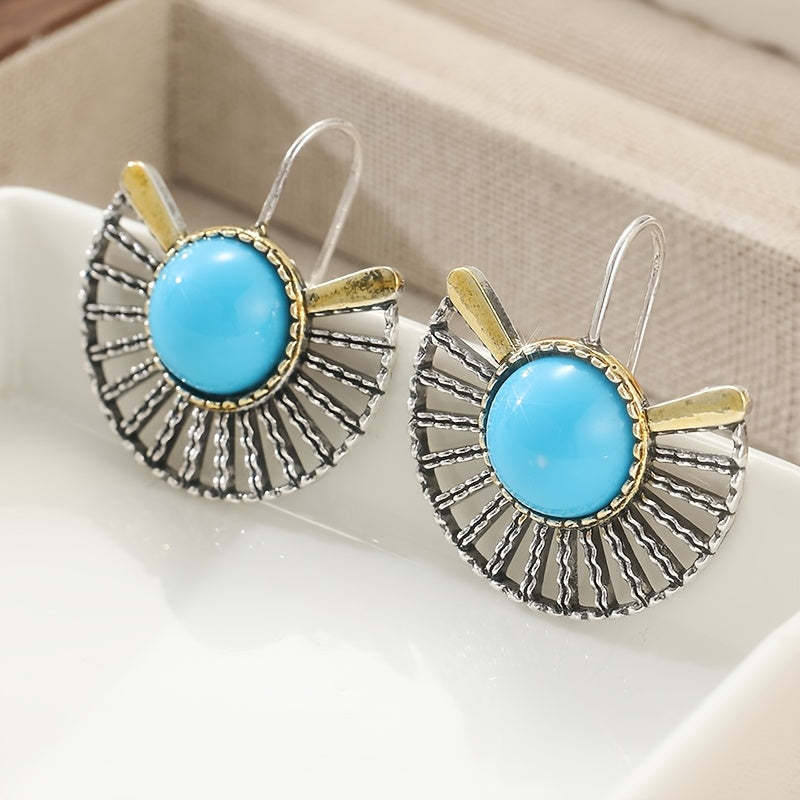 Pendientes Abanico Turquesa de Oro