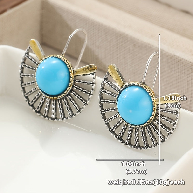 Pendientes Abanico Turquesa de Oro