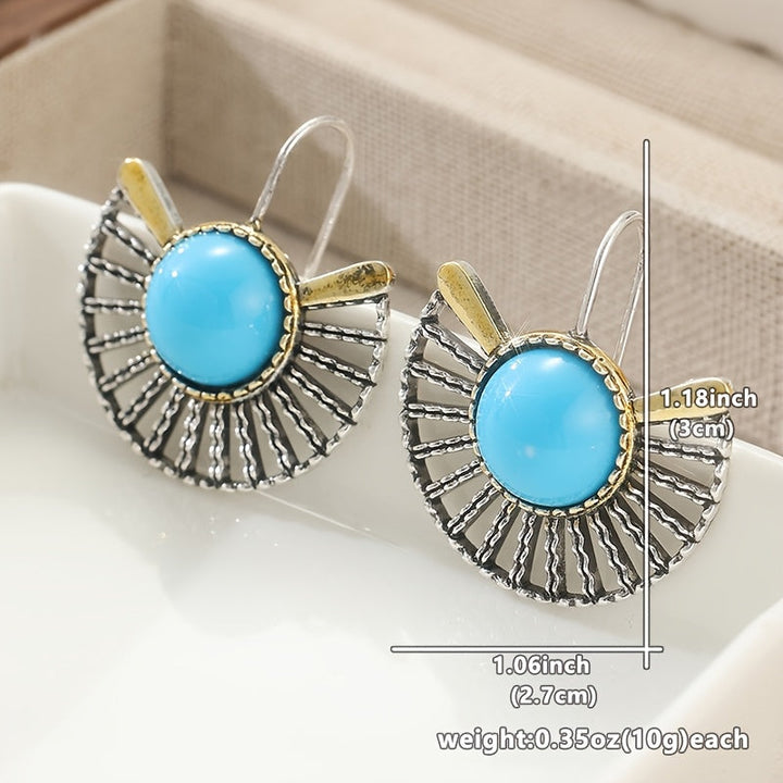 Pendientes Abanico Turquesa de Oro